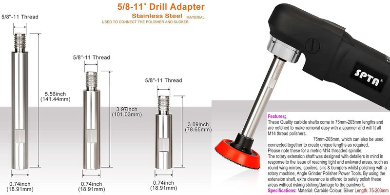 DIY Crafts Pack Of 1 Pc Red Metallic Silver 4inch M14 Stainless Steel Rotary Extension Shaft Thread for Flexible Rotary PolisherCar PolisherPolishing PadsBPack Of 1 Pc Red Metallic Silver - Image 2