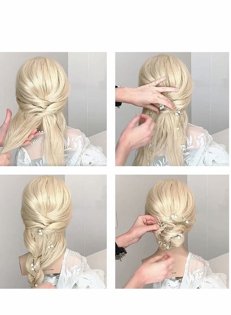 Excefore شعر زفاف الزفاف الكرمة طويلة جدًا من اللؤلؤ والخرز الكريستالي قطعة رأس إكسسوارات عصابة رأس مجوهرات، فضي - Image 4