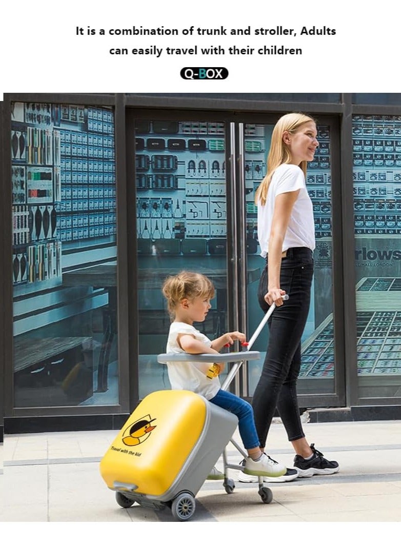الأطفال ركوب الأمتعة ، 20 بوصة مقعد الطفل تصميم حمل الأمتعة ، مع عجلات من الصعب المتداول انفصال الصعود الأمتعة ، واثنين في واحد سحب قضيب مربع ، عربة طفل من الذكور والإناث ( الأصفر ل ) - Image 1