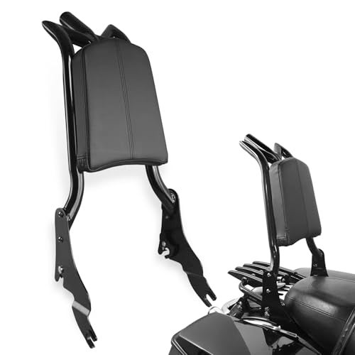 Harvards Chrome Adjustable Sissy Bar Passenger Detachable Backrest Fits for Harley Touring Street Glide Road Glide Road King Electra Glide 20092024 Gloss Black 0924 MStyle - Image 1