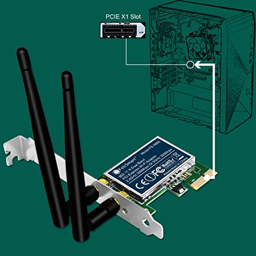 FebSmart Wireless N Dual Band 600Mbps (2.4GHz 300Mbps or 5GHz 300Mbps) PCIE WiFi Adapter for Windows 11, 10, 8.x, 7, XP (32/64bit) and Windows Server Desktop PCs, 2X2 MIMO PCIE WiFi Card (FS-N600) - Image 5