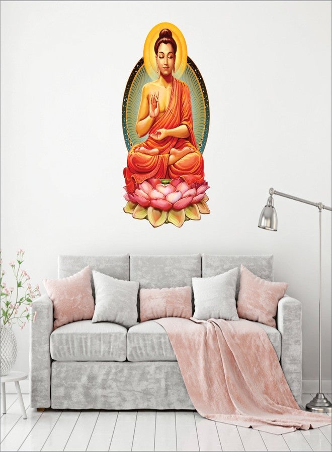 AH Decals Meditating Lord Buddha Wall Stickers for Home Living Room | Multi-Colors (Buddha_02) - Image 1
