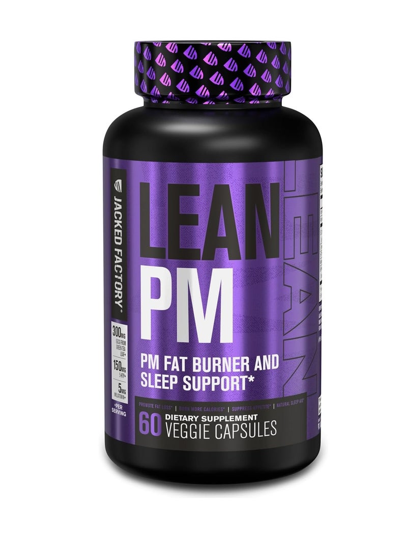 Jacked Factory Lean PM Night Time Fat Burner, Sleep Aid Supplement, & Appetite Suppressant for Men and Women - 60 Stimulant-Free Veggie Weight Loss Diet Pills - Image 1