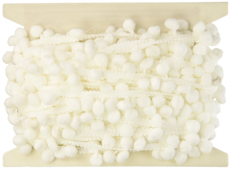 Expo International 34Inch Pom Fringe Trim Embellishment 20Yard White