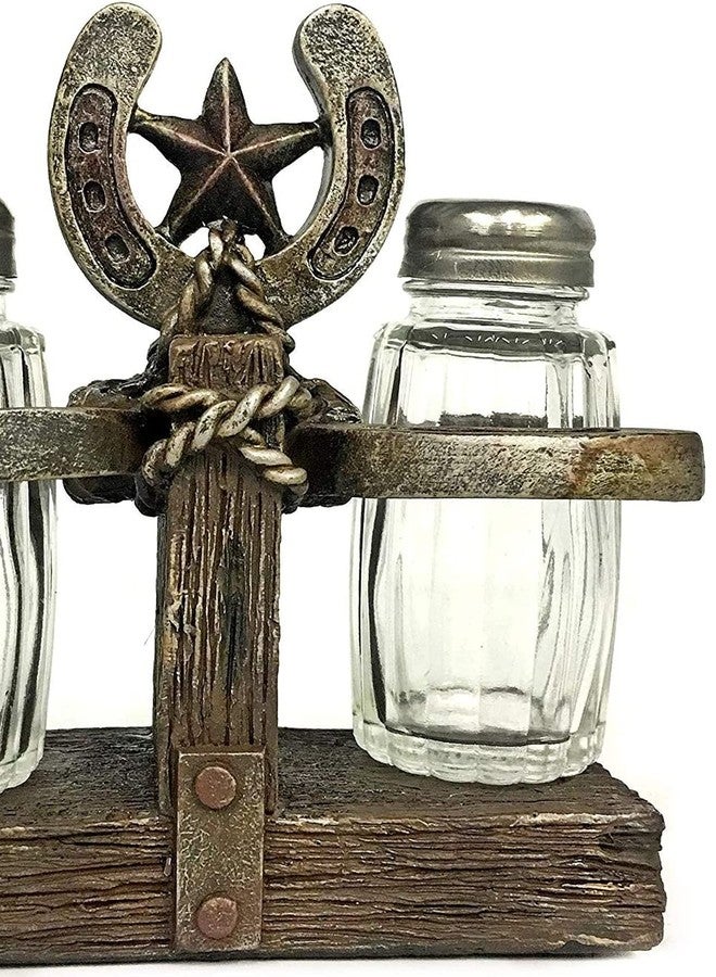 Bellaa 23288 Western Star Horseshoe Salt and Pepper Shakers Set Cowboy Vintage Rustic Farmhouse Barnes Ranch Cottage Lodge Dinner Table Kitchen Home Decor 6 inch - Image 3