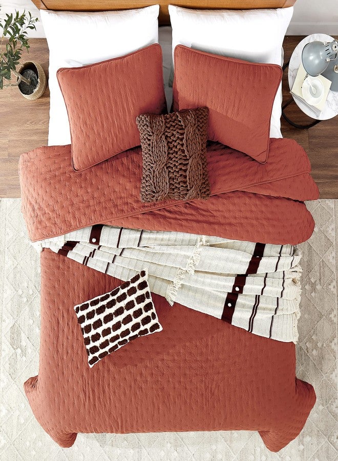 ROARINGWILD Burnt Orange Quilt Sets King Size with Pillow Shams, King Quilt Bedding Set, Lightweight Soft Bedspread Coverlet, Quilted Comforter for All Season - Image 2