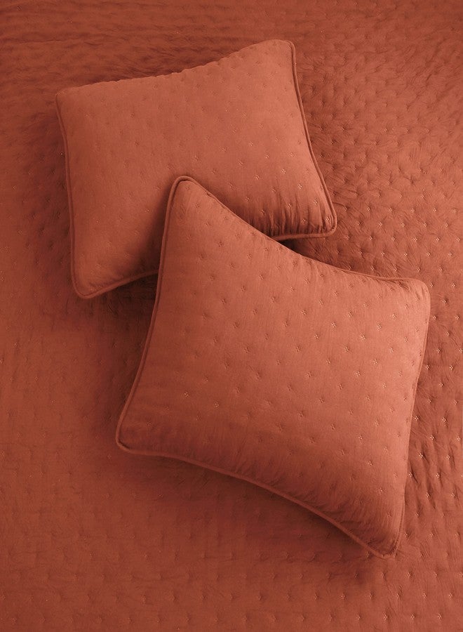 ROARINGWILD Burnt Orange Quilt Sets King Size with Pillow Shams, King Quilt Bedding Set, Lightweight Soft Bedspread Coverlet, Quilted Comforter for All Season - Image 4