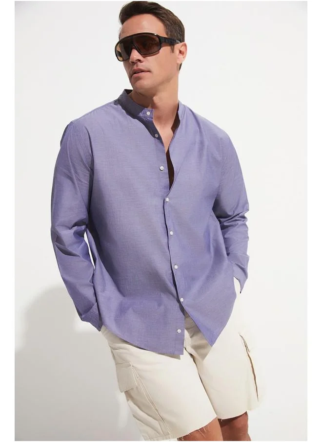 جون June Exclusive Men Long Sleeve Shirt Indigo