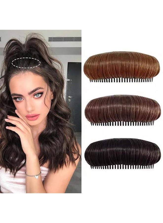 3PCS Invisible Fluffy Hair Pad Puff Hair Head Cushion Synthetic Hair Pad Clip Invisible False Hair Clip Bun Bump It Up Volume Hair Base for Women Girls - Image 1