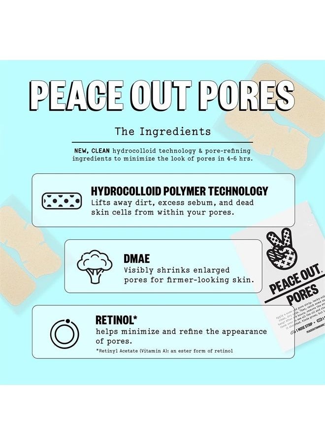 PEACE OUT - Skincare Pores. Hydrocolloid Pore-Refining Nose and Face Strips with Vitamin A to Shrink Enlarged Pores and Remove Excess Oil (4 pore and 4 nose strips) - Image 1