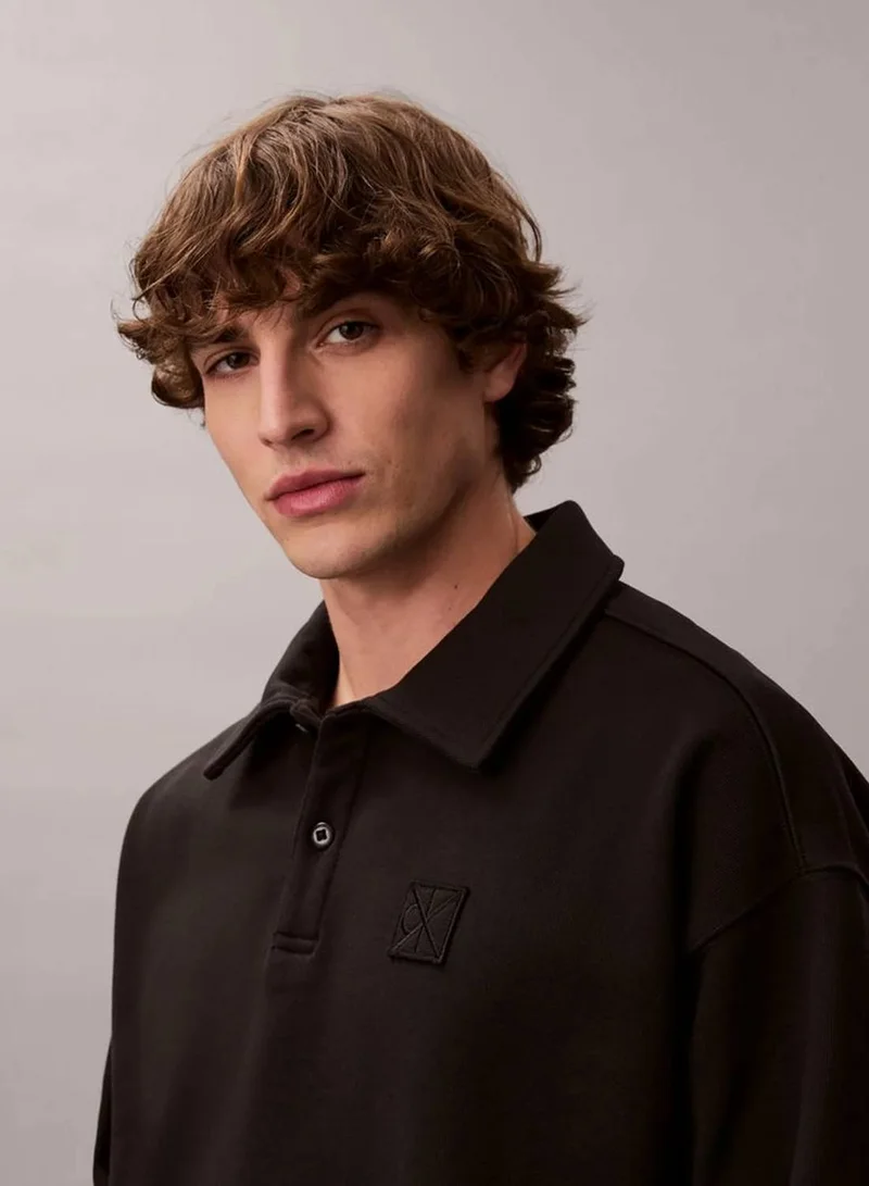 CALVIN KLEIN Heavy Jersey Logo Long Sleeve Polo Shirt