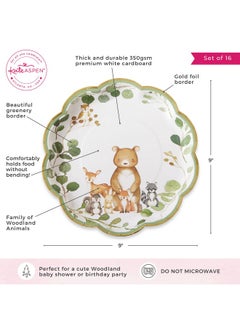 Kate Aspen Kate Aspen Woodland Baby Shower, 9 Inch, 9 in. Decorative Premium Paper Plates (Set of 16)  - Image 2