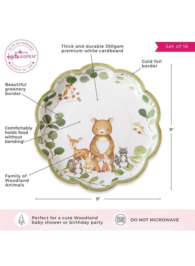 Kate Aspen Woodland Baby Shower, 9 Inch, 9 in. Decorative Premium Paper Plates (Set of 16) - Image 2