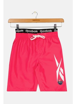 Reebok Kids Boy Brand Logo Swimwear Board Shorts, Fuchsia  - Image 1