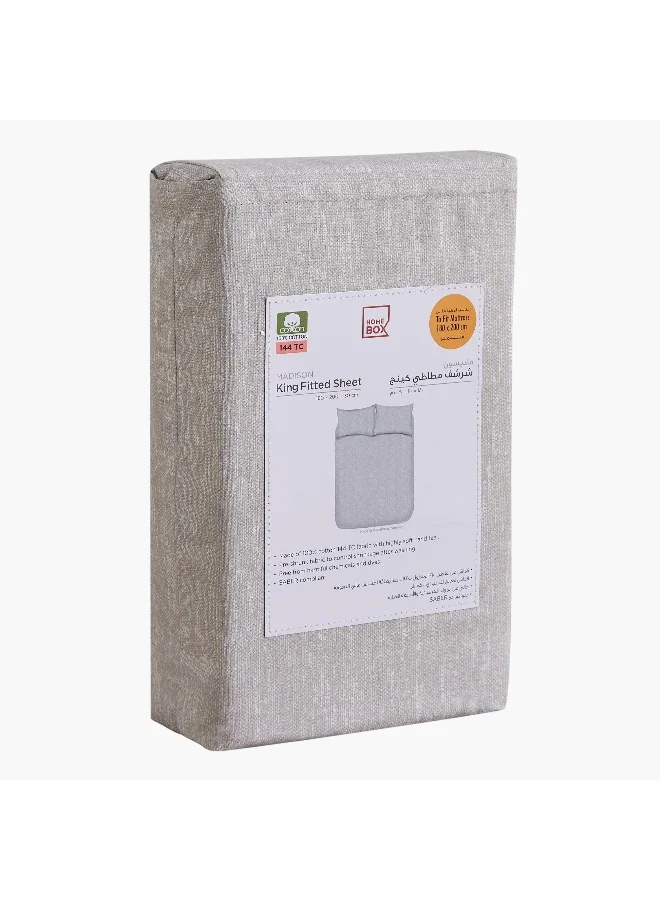 Home Box Madison Luton Cotton Printed Queen Fitted Sheet - 150x200+30 cm