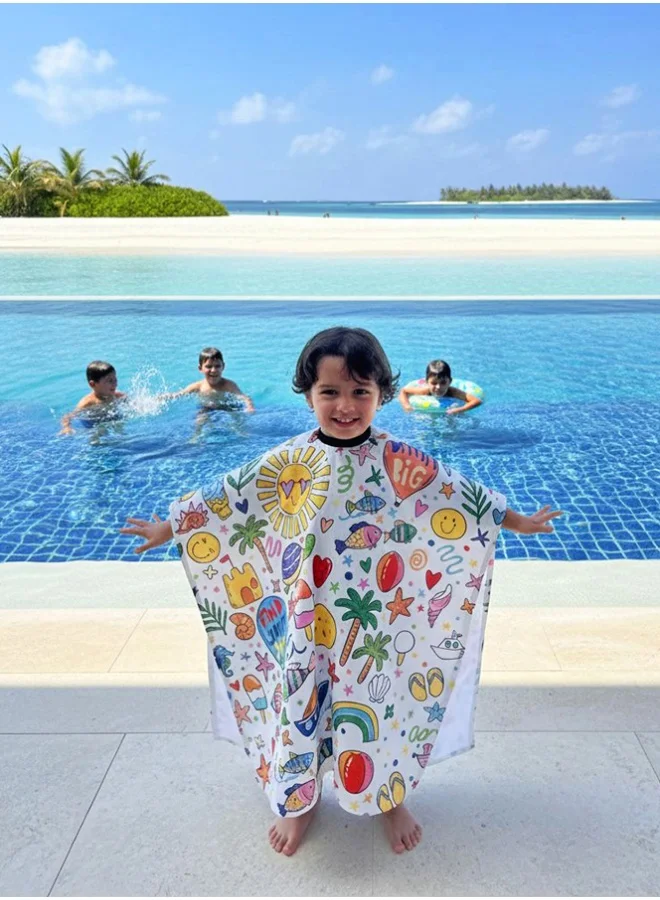 BU Towels Poncho Kids Bamboo Doodle Splash 2-10 years 71 x 65cm