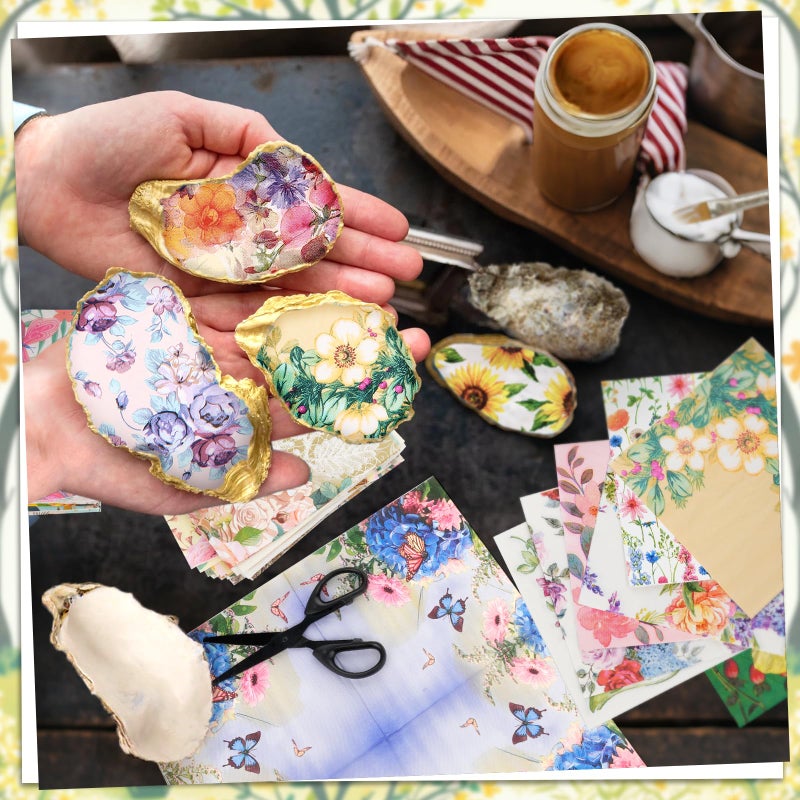 Draupnir 80 Pack 40 Styles Assorted Floral Napkins, Decorative Decoupage Napkins Cocktail Floral Paper 13'' for Birthday DIY Crafting Wedding Party - Image 5