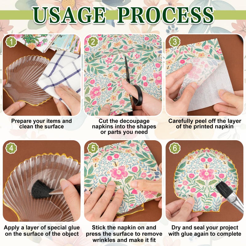 Draupnir 80 Pack 40 Styles Assorted Floral Napkins, Decorative Decoupage Napkins Cocktail Floral Paper 13'' for Birthday DIY Crafting Wedding Party - Image 3