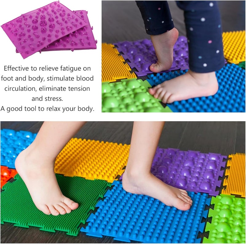 4pcs Acupressure Foot Massage Mat Thick Spine Pebble Plate, 30x40cm Purple Reflexology Pad and Plantar Fasciitis Relief at Home and Office - Image 3
