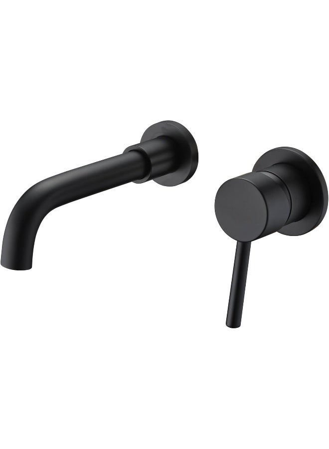 Sumerain Wall Mount Bathroom Faucet Matte Black Finish, Rough-in Valve Included - Image 1