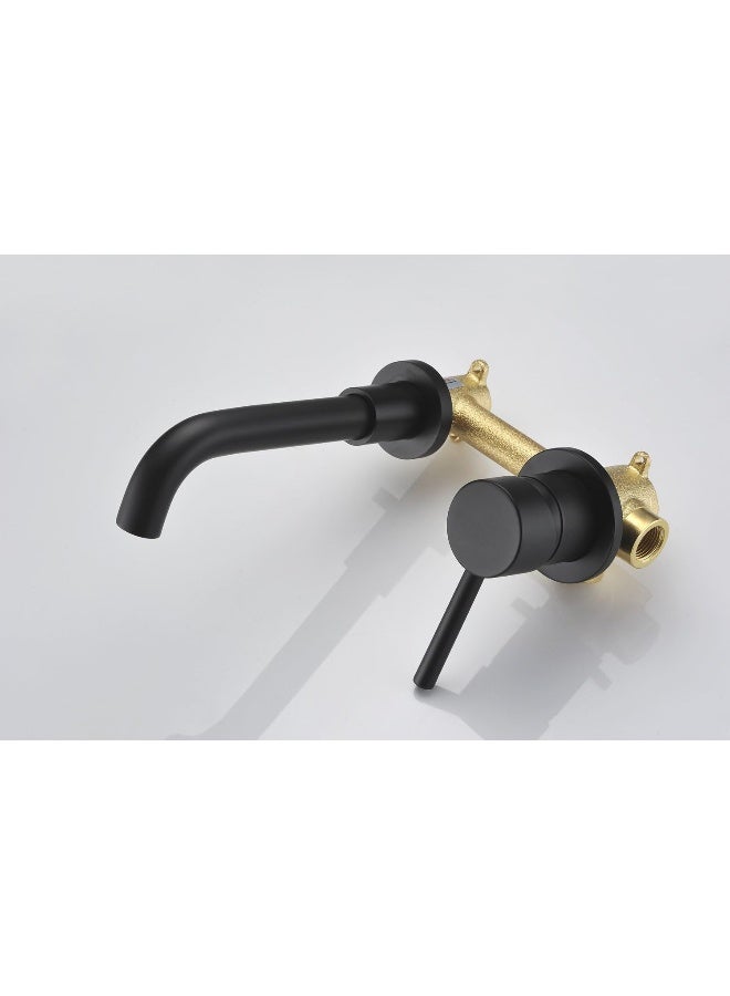 Sumerain Wall Mount Bathroom Faucet Matte Black Finish, Rough-in Valve Included - Image 5