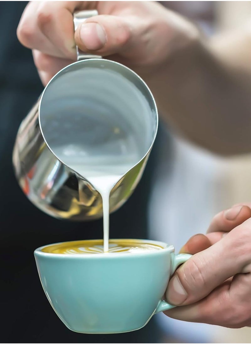 Home Care Home Care Milk Frothing Pitcher, Espresso Steaming Pitcher 350 ml ,Espresso Machine Accessories,Stainless Steel Milk Coffee Cappuccino Barista Steam Pitchers Milk Jug Cup with Decorating Pen Latte Art  - Image 4