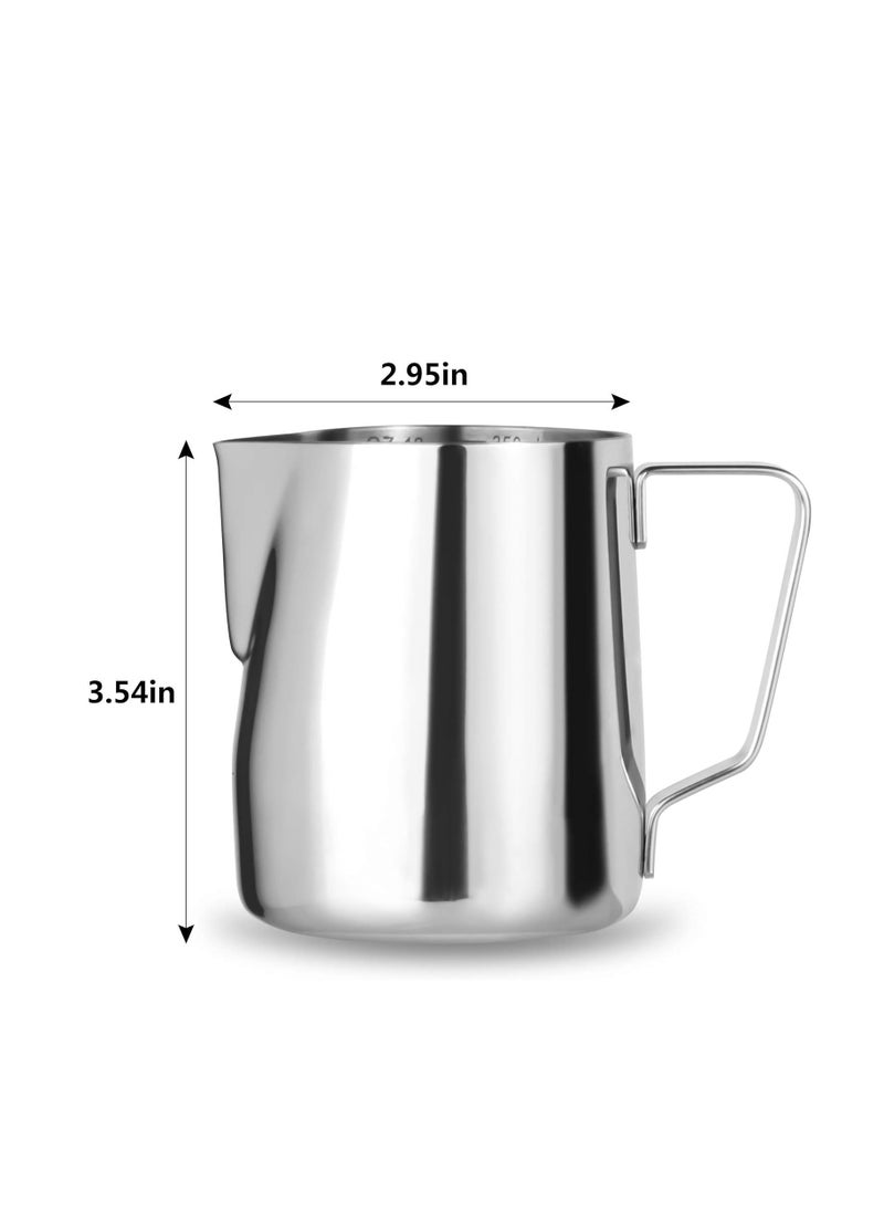 Home Care Home Care Milk Frothing Pitcher, Espresso Steaming Pitcher 350 ml ,Espresso Machine Accessories,Stainless Steel Milk Coffee Cappuccino Barista Steam Pitchers Milk Jug Cup with Decorating Pen Latte Art  - Image 3
