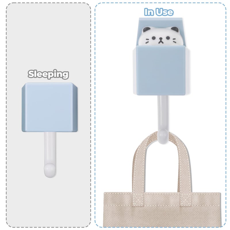 Dimeho Cute Cat Key Hook, Creative Adhesive Coat Hook Wall Mounted Adhesive Cat Hook for Coat, Scarf, Hat, Towel,Key, Bag Wall Hanging Decorations(2 Pack) - Image 5