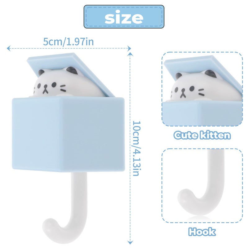 Dimeho Cute Cat Key Hook, Creative Adhesive Coat Hook Wall Mounted Adhesive Cat Hook for Coat, Scarf, Hat, Towel,Key, Bag Wall Hanging Decorations(2 Pack) - Image 2