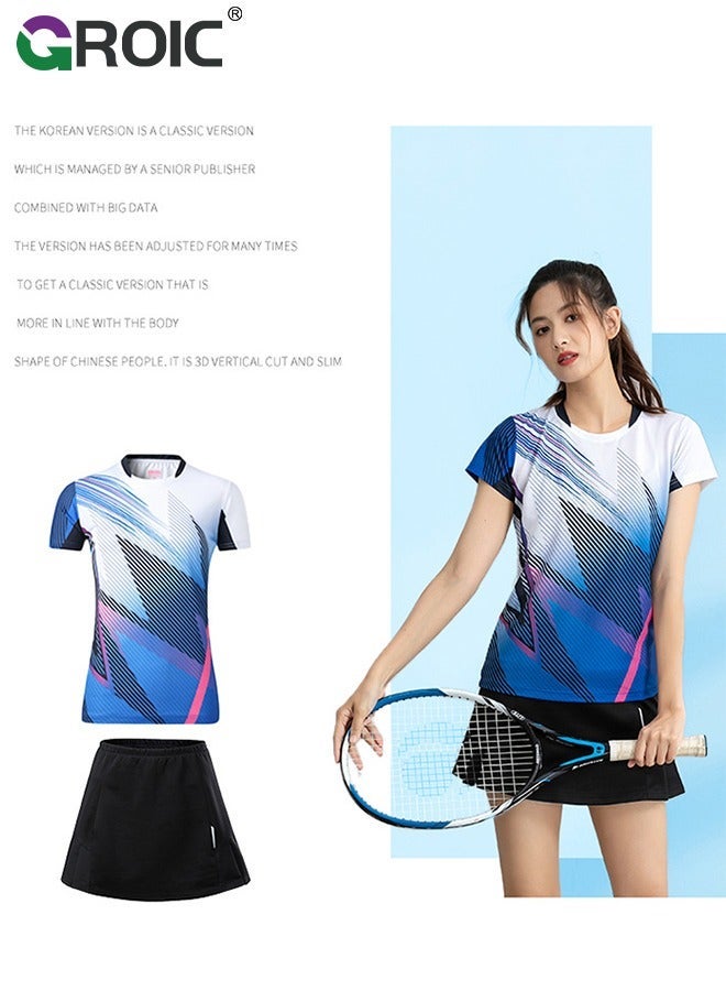 GROIC Women Golf Shirt Set 2 Piece Sleeveless Tops Pleated Skorts Quick Dry with Pocket Suits for Athletic,Quick-drying Badminton Suit Table Tennis and Sportswear - Image 4
