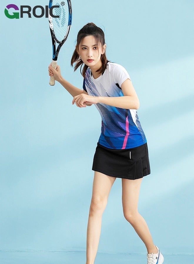 GROIC Women Golf Shirt Set 2 Piece Sleeveless Tops Pleated Skorts Quick Dry with Pocket Suits for Athletic,Quick-drying Badminton Suit Table Tennis and Sportswear - Image 3