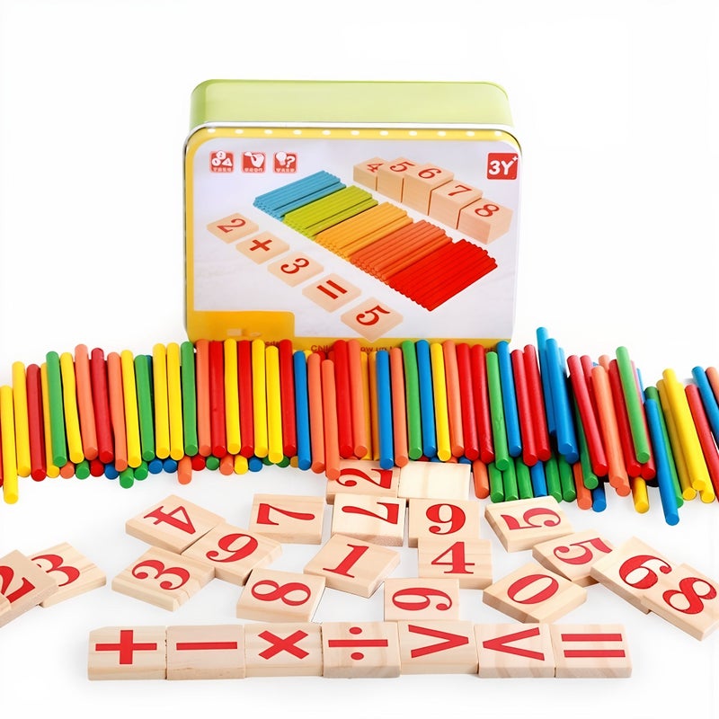 Wooden Math Sticks 127pcs Learning Toy Set Counting Rods Educational Gift for Kids 3 Plus - Image 5