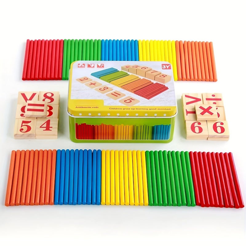 Wooden Math Sticks 127pcs Learning Toy Set Counting Rods Educational Gift for Kids 3 Plus - Image 3
