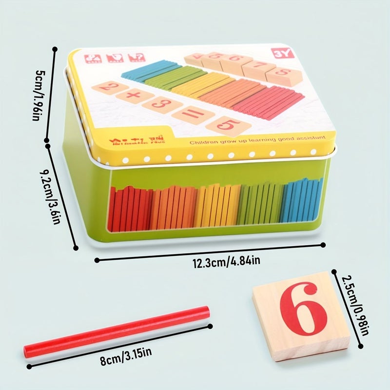 Wooden Math Sticks 127pcs Learning Toy Set Counting Rods Educational Gift for Kids 3 Plus - Image 2