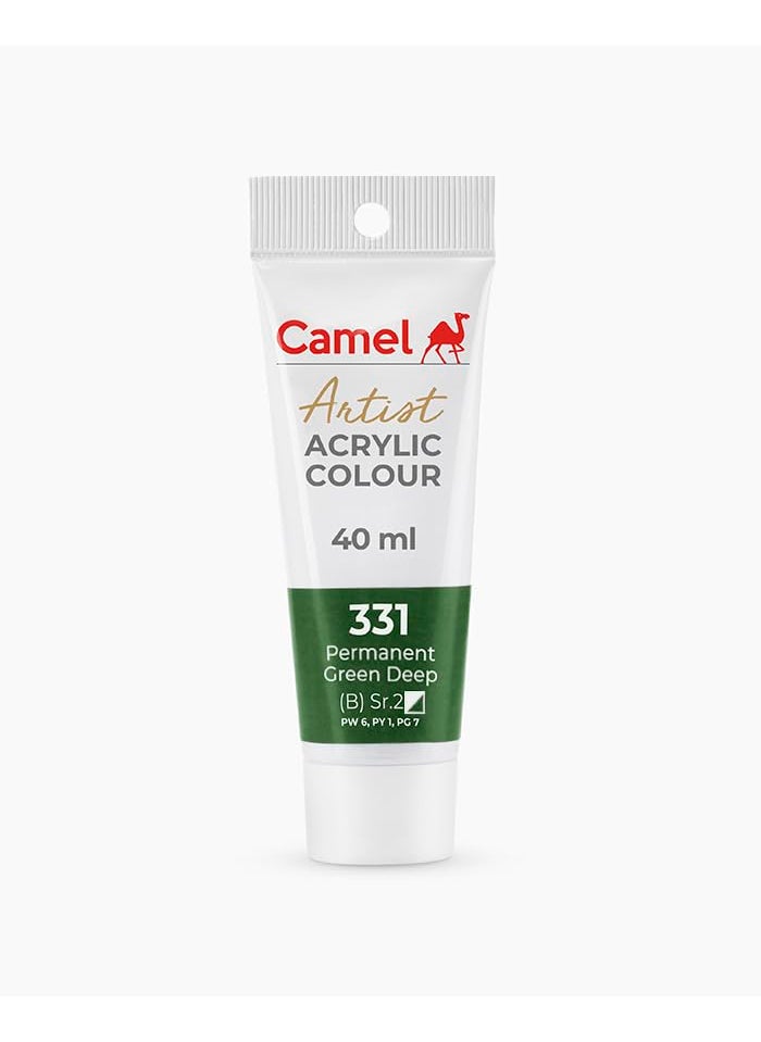 camel Camlin Kokuyo Acrylic Tubes 40ml - Permanent Rose, Raw Umber & Permanent Green Deep  - Image 1
