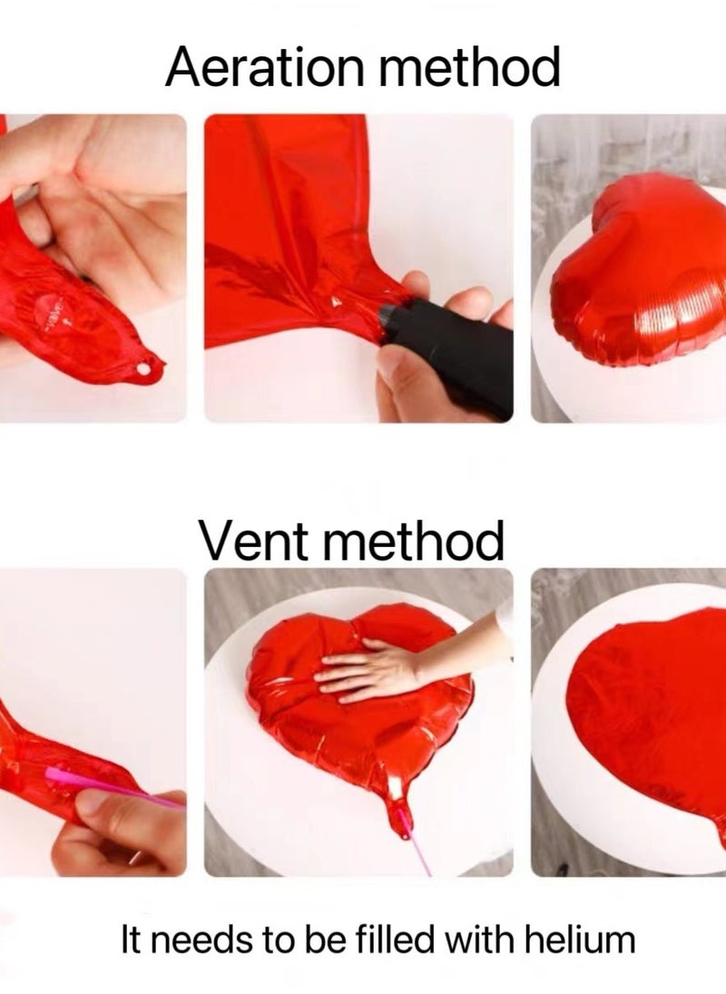 Generic - Fuchsia Heart Shaped Balloons with Balloon Pump and Ribbon,Party Decoration Foil Balloons Set,Wedding Romantic Balloons 10 Pieces 18 inch, Birthday Decorations Heart Balloons - Image 1