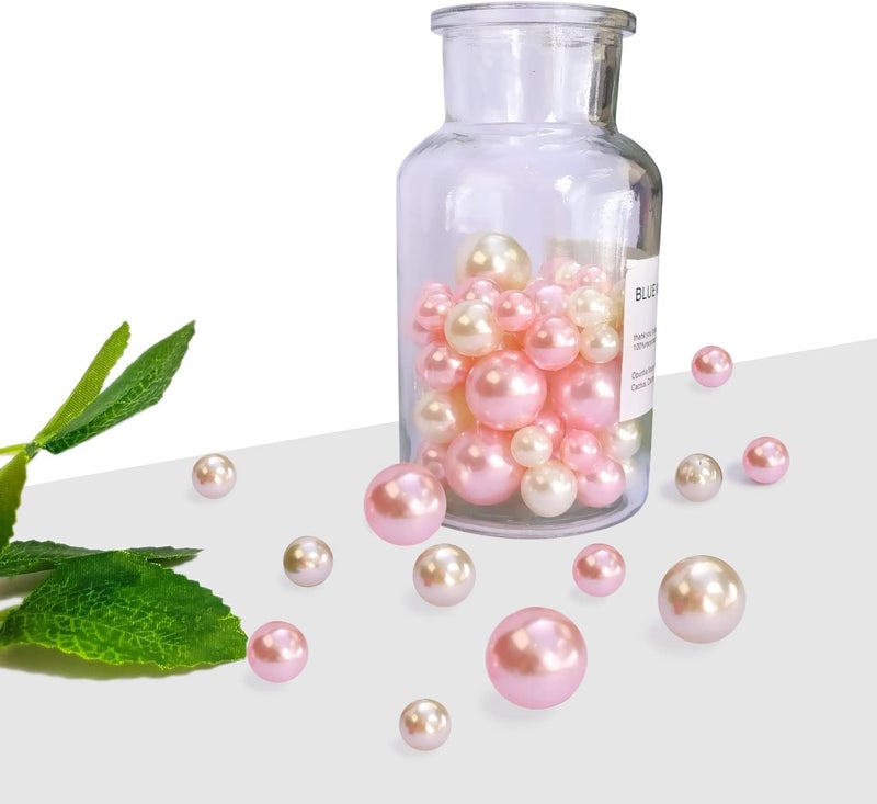 LWQYHTT Pearl for Vase Filler and Transparent Water Gels No Hole Pearl Beads for Wedding Centerpiece Home Table Decor, Pearls for Brush Holder 130PCS (Creamy White, Pink) - Image 3