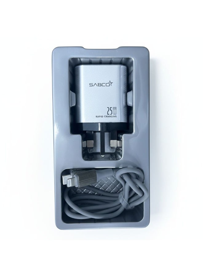 25W Rapid Dual-Port Wall Charger with 1-Meter USB-C to Lightning Cable - Image 2