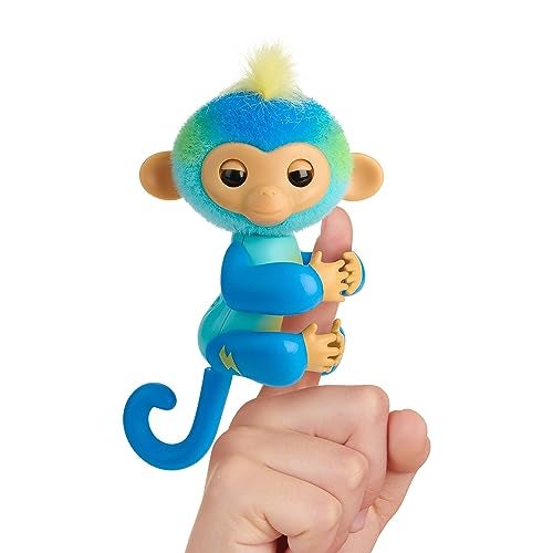 Fingerlings 2023 NEW Interactive Baby Monkey Reacts to Touch – 70+ Sounds & Reactions – Leo (Blue) - Image 1