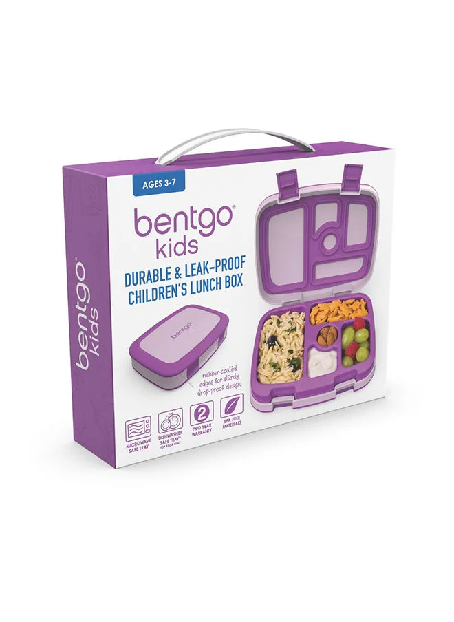 Bentgo Kids Leak Proof, 5 - Compartment Bento - Style Kids Lunch Boxideal Portion Sizes For Ages 3 To 7, Bpa - Free, Dishwasher Safe , Food - Safe Materials (Purple)