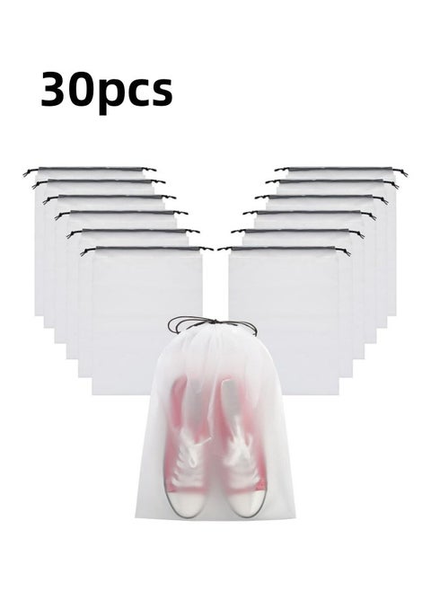 30-Piece Transparent Drawstring Shoe Bag Travel Item Storage Bag 30x40cm