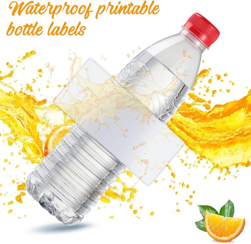 كلاراكو ملصقات زجاجات مياه قابلة للطباعة بالليزر، ملصقات زجاجات فارغة مقاومة للماء، ملصقات زجاجات شخصية لاصقة، ملصقات زجاجات مستطيلة الشكل (240 قطعة) - Image 4