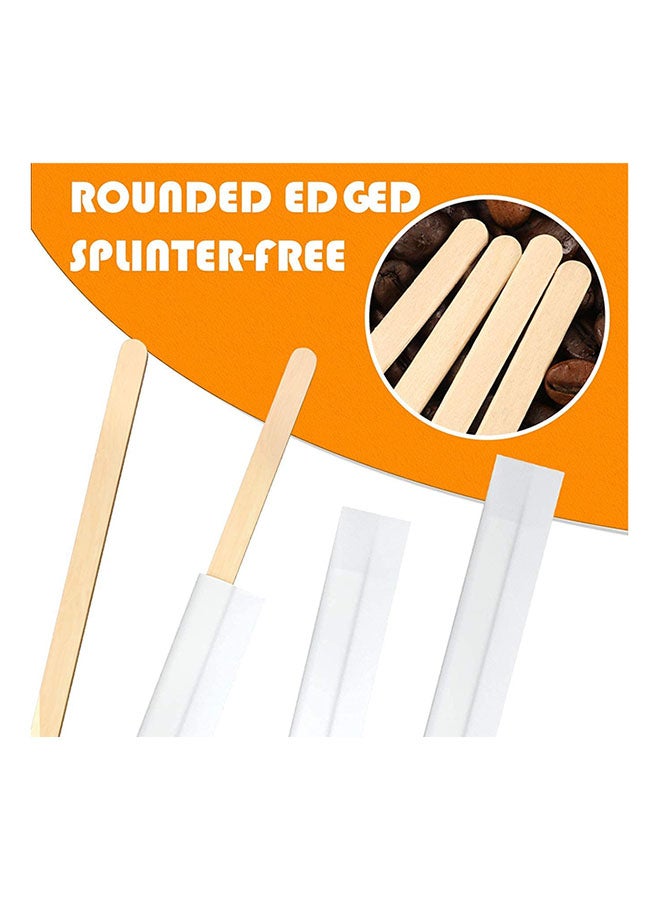 14 cm Disposable Wooden Coffee Stirrers 【100 Pack】 Individually Wrapped Stir Sticks for Tea, Hot Chocolate and Craft Projects  - Image 3