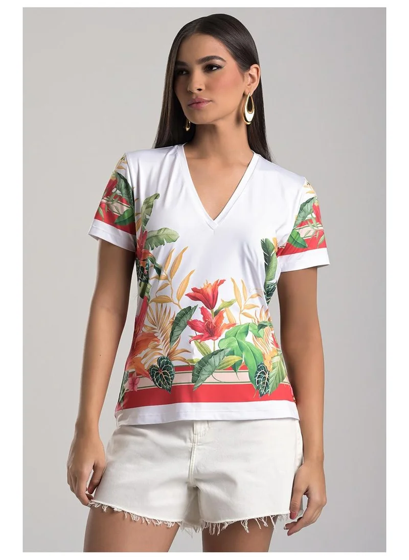 Classic V-Neck Printed T-Shirt