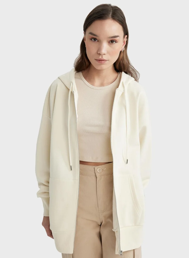 ديفاكتو Oversize Fit Hooded Thick Sweatshirt Fabric Cardig