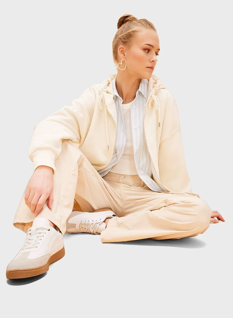ديفاكتو Oversize Fit Hooded Thick Sweatshirt Fabric Cardig