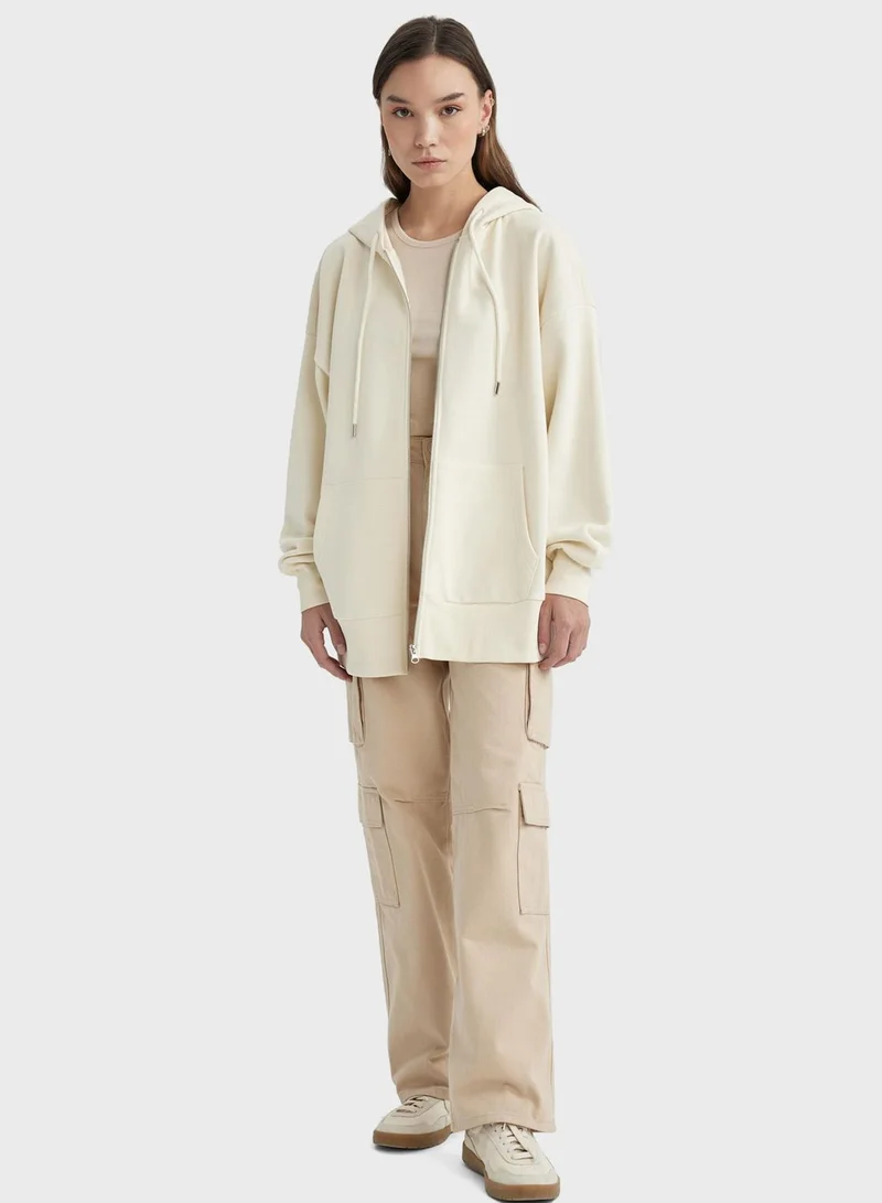 ديفاكتو Oversize Fit Hooded Thick Sweatshirt Fabric Cardig