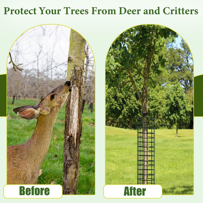 HOLANHING 6/9/12 Pack Tree Trunk Protector, Metal Mesh Tree Bark Protector 5'' Dia x 16-1/2'' H with Zip Ties & Stakes, Expandable Tree Guards Trunk Protector from Deer, Trimmers (6 Packs) - Image 2