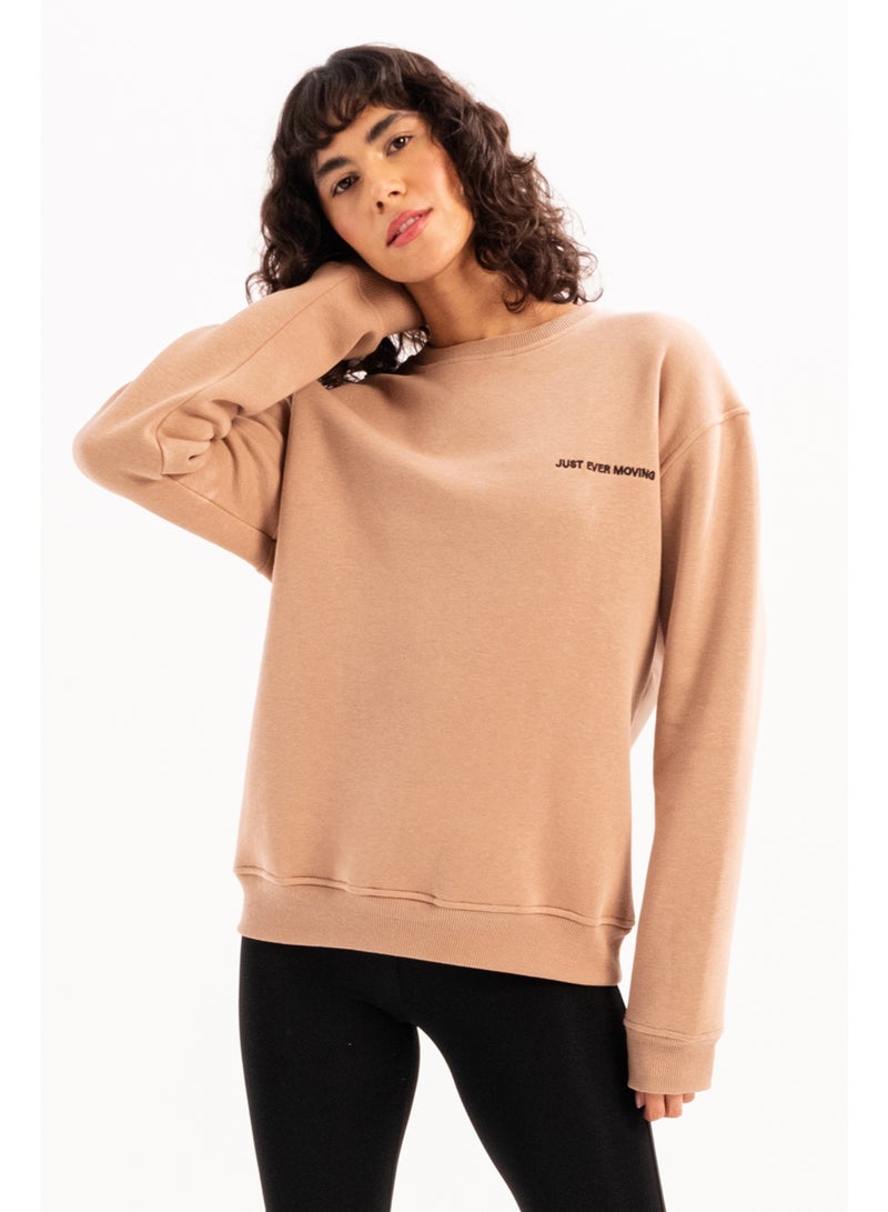 JUSTEVER Crew Neck Embroidered Raised Fleece Inside Mink Women's Sweatshirt - Rigil - Image 1