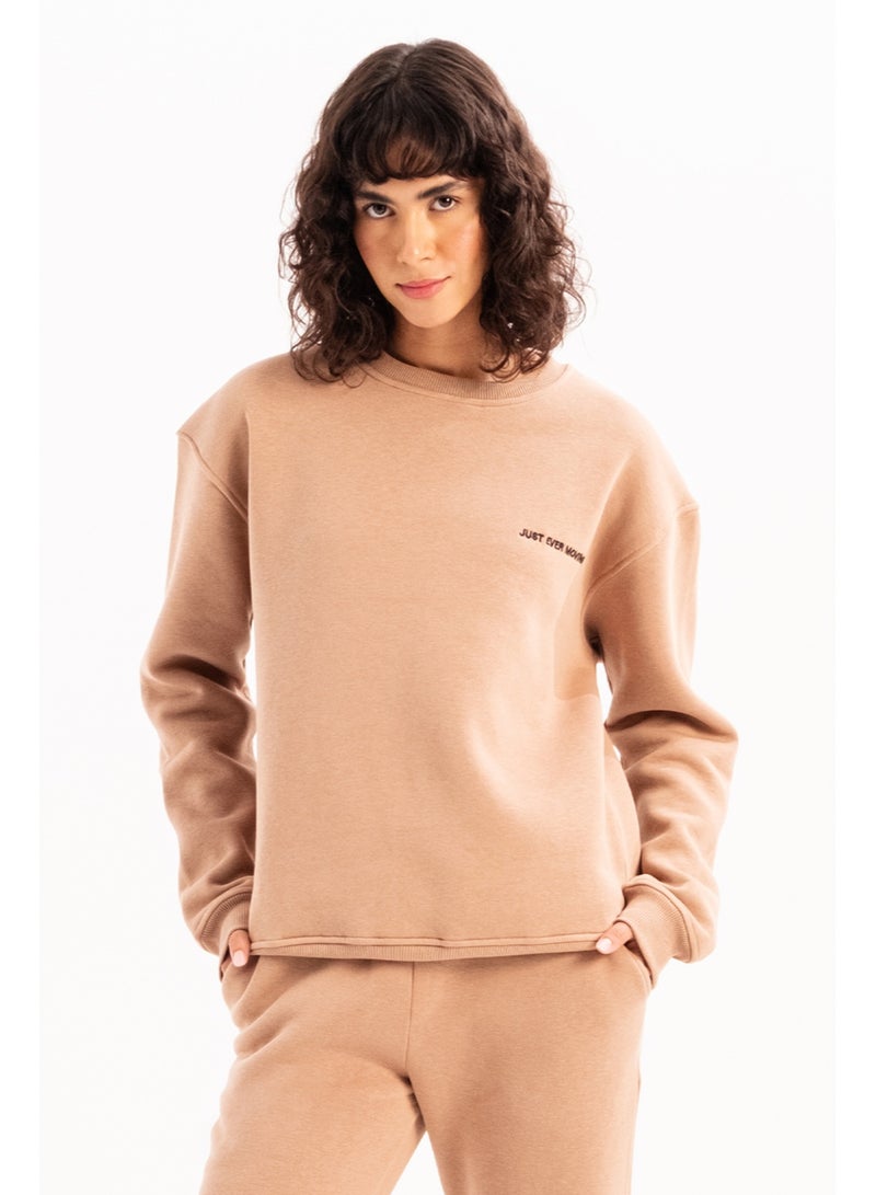 JUSTEVER Crew Neck Embroidered Raised Fleece Inside Mink Women's Sweatshirt - Rigil - Image 4